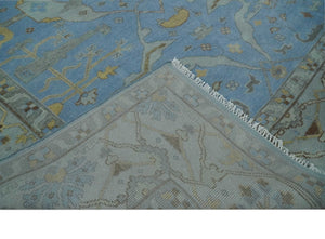 Blue and Gray Hand knotted Oriental Oushak 9x12 wool Area Rug