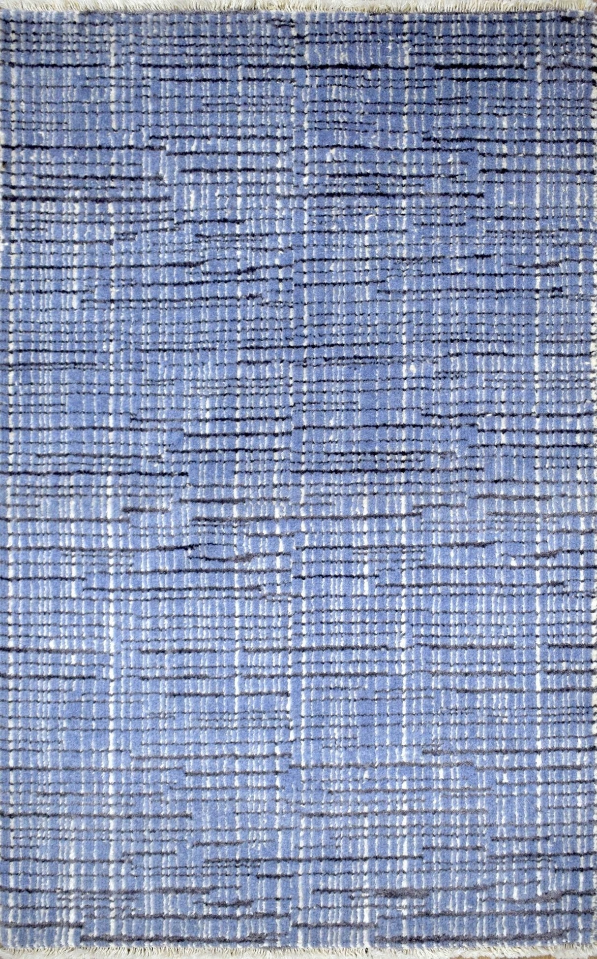 Blue and Ivory Traditional Handmade Wool & Viscose 2x3 Area Rug | TRD237123