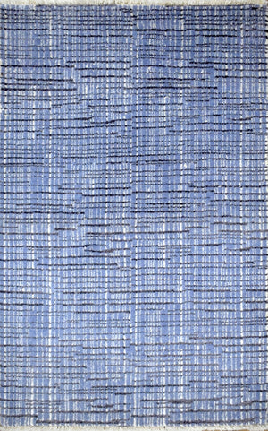 Blue and Ivory Traditional Handmade Wool & Viscose 2x3 Area Rug | TRD237123