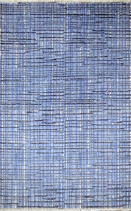 Blue and Ivory Traditional Handmade Wool & Viscose 2x3 Area Rug | TRD237123