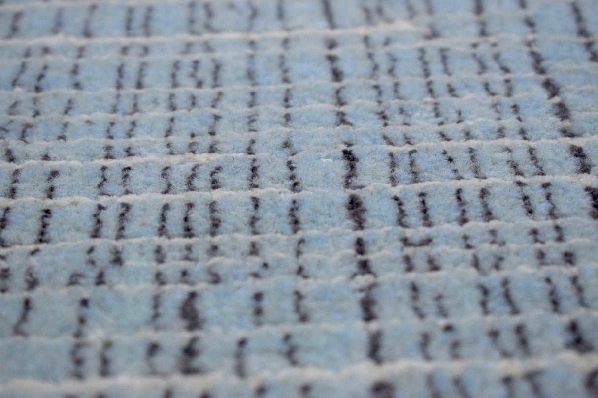 Blue and Ivory Traditional Stripes Pattern Handmade Wool & Viscose 2x3 Area Rug | TRD140423