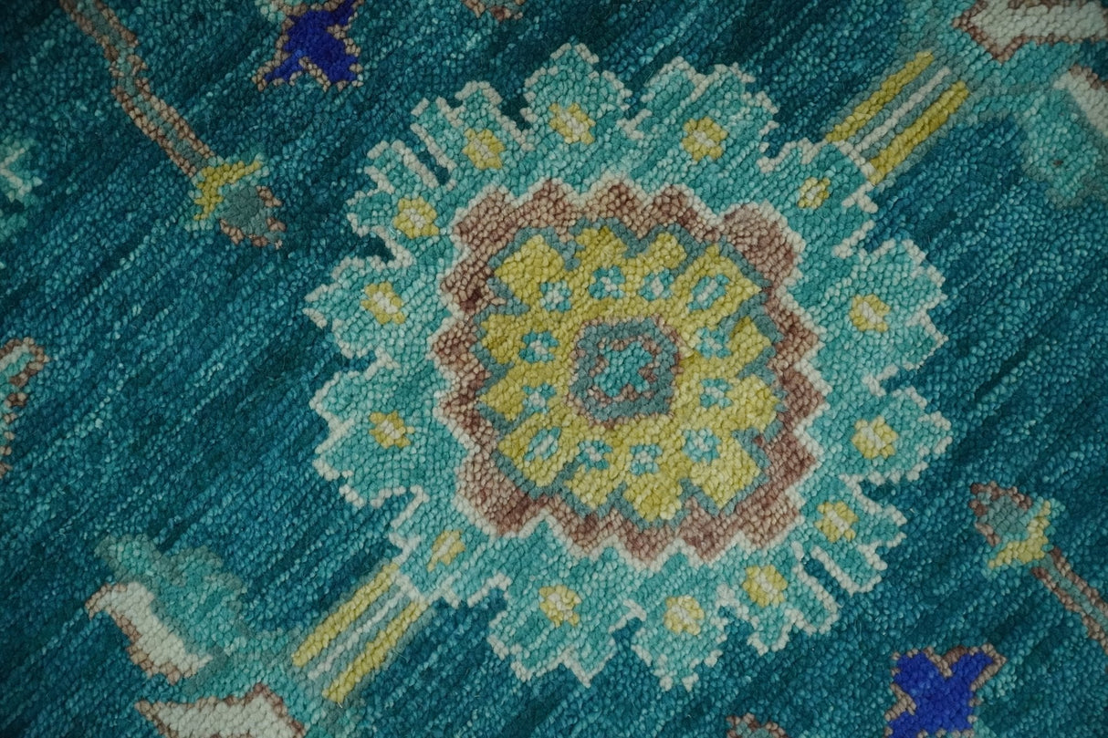 Blue and Mustard Hand knotted Traditional Oriental Oushak 9x12 wool Area Rug