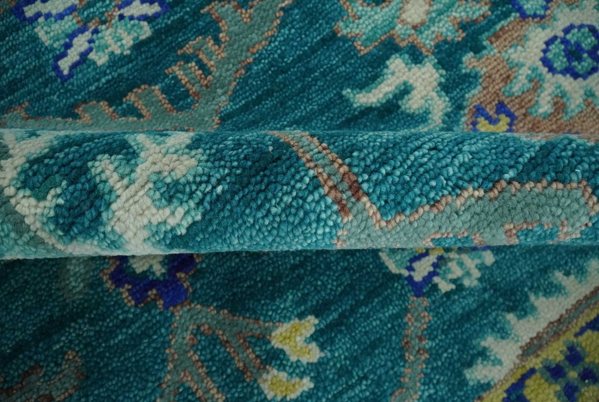 Blue and Mustard Hand knotted Traditional Oriental Oushak 9x12 wool Area Rug