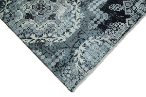 Blue and Silver 8x10 Rug Traditional Handmade Wool and Bamboo Silk Area Rug | TRD1786810