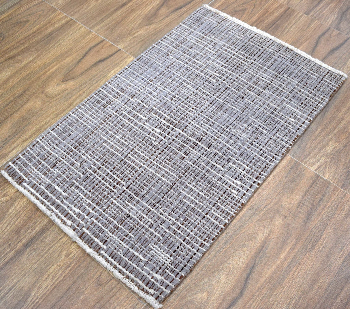 Blue and Silver Traditional Handmade Wool & Viscose 2x3 Area Rug | TRD154523