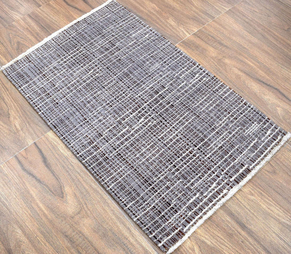 Blue and Silver Traditional Handmade Wool & Viscose 2x3 Area Rug | TRD154523