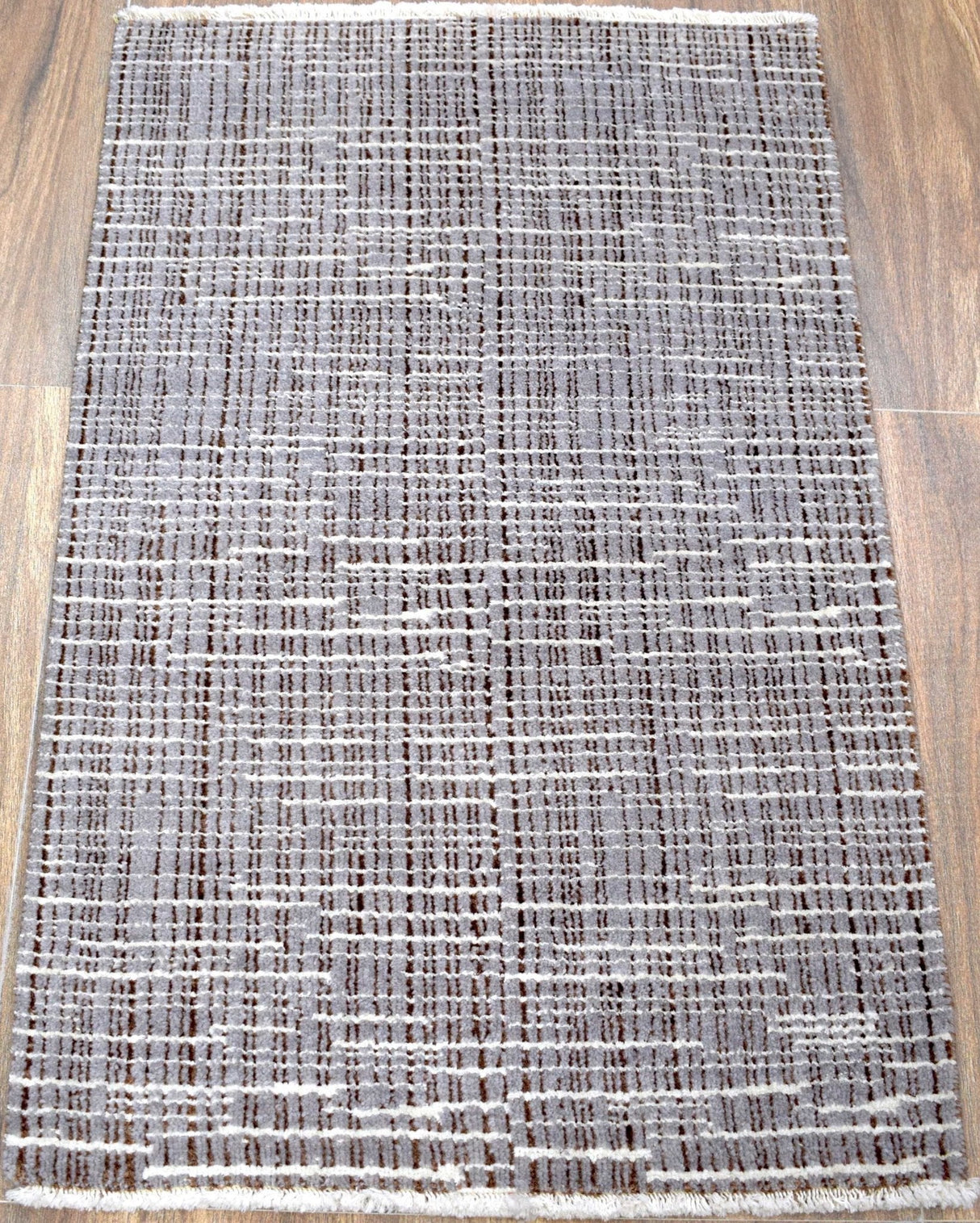 Blue and Silver Traditional Handmade Wool & Viscose 2x3 Area Rug | TRD154523