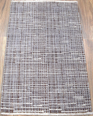 Blue and Silver Traditional Handmade Wool & Viscose 2x3 Area Rug | TRD154523