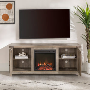 Bolivar Barn Door Fireplace TV Stand