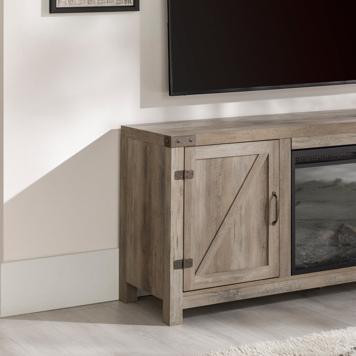 Bolivar Barn Door Fireplace TV Stand