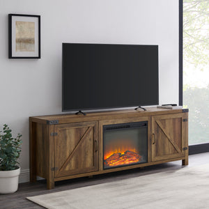 Bolivar Barn Door Fireplace TV Stand