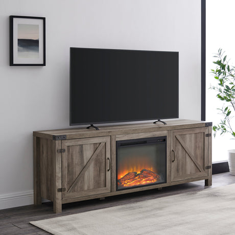 Bolivar Barn Door Fireplace TV Stand