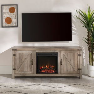 Bolivar Barn Door Fireplace TV Stand