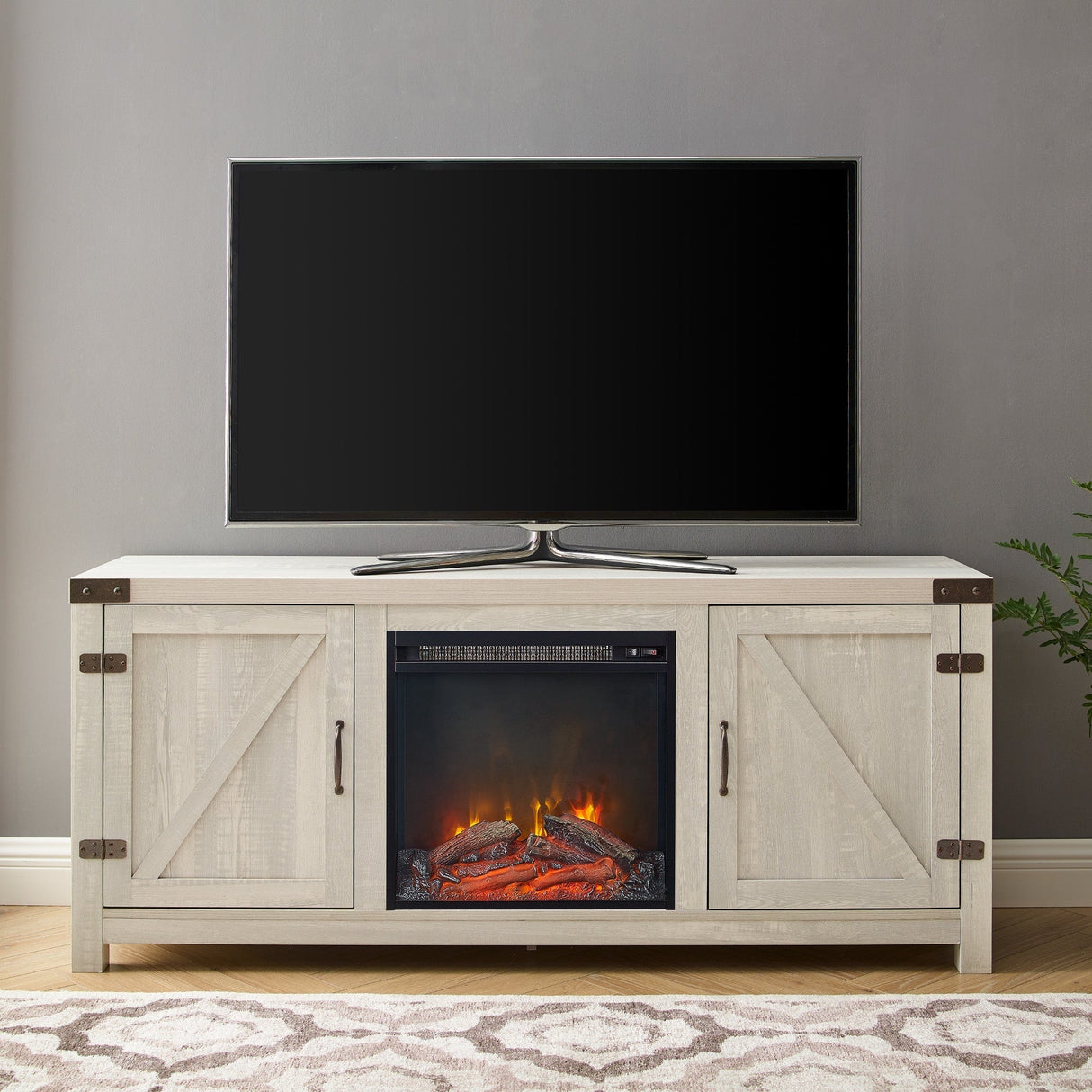 Bolivar Barn Door Fireplace TV Stand