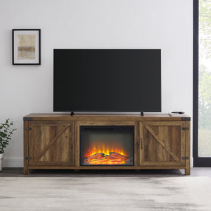 Bolivar Barn Door Fireplace TV Stand