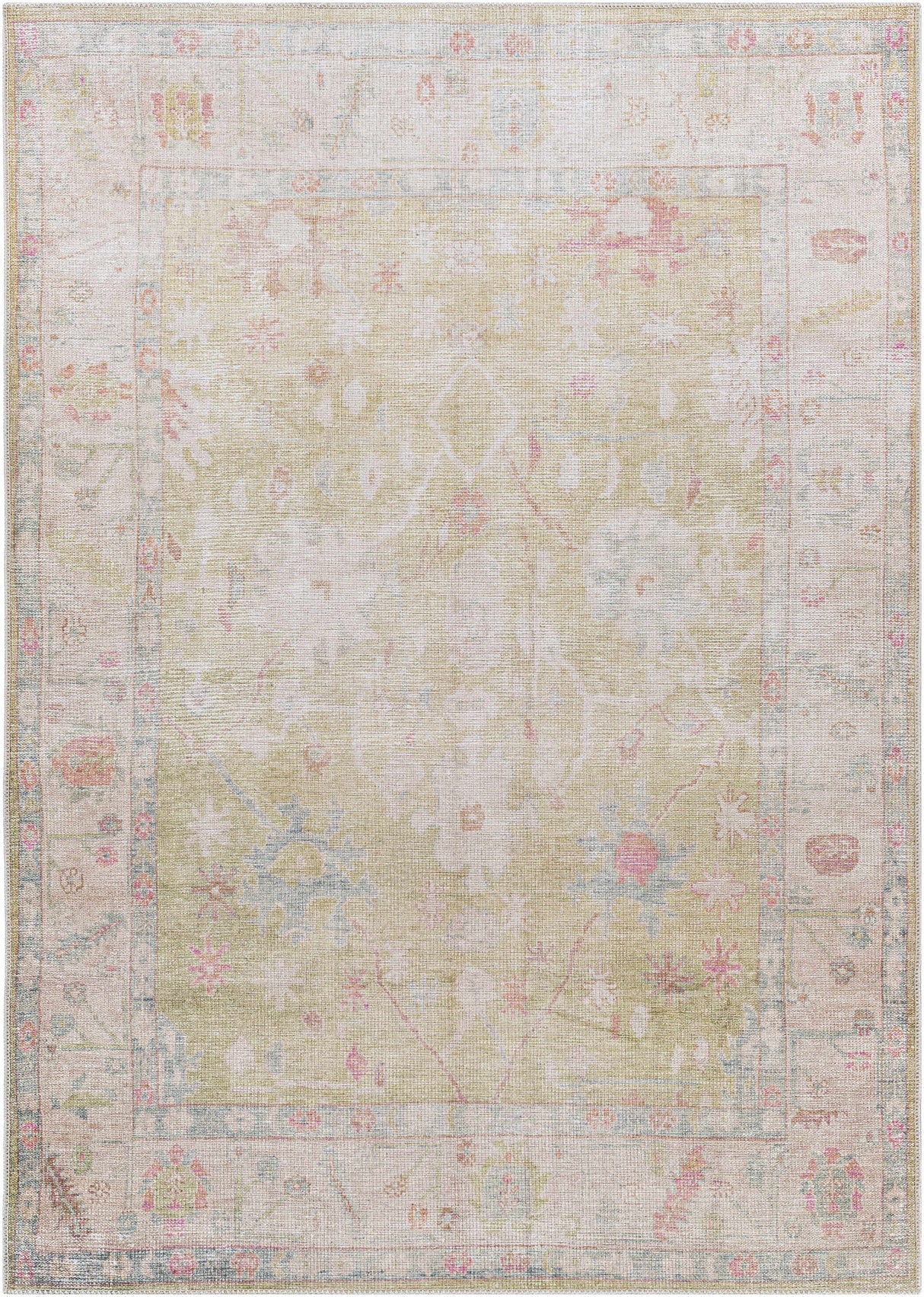Bozkurt Vintage Flat Pile Washable Rug