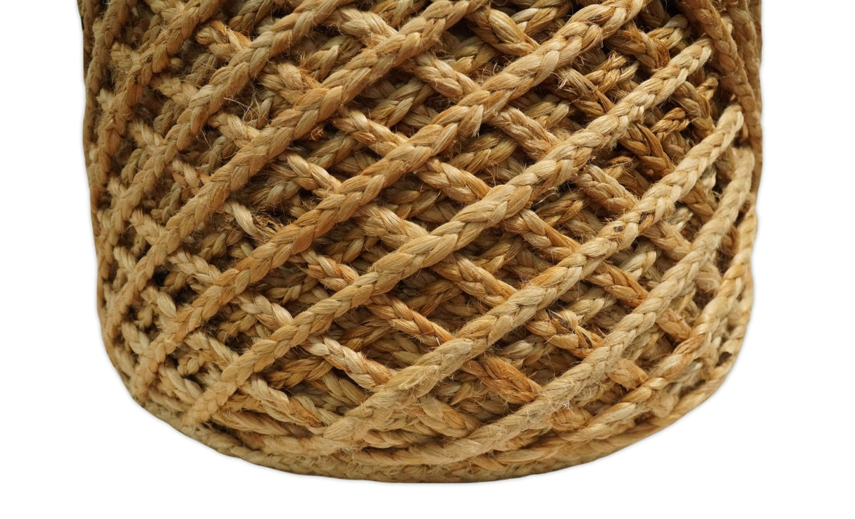 Braided Farmhouse Pouf Natural Brown Basket Weave Round , Boho ottoman Footstool, Side table, Seat , Foot Rest | JP10