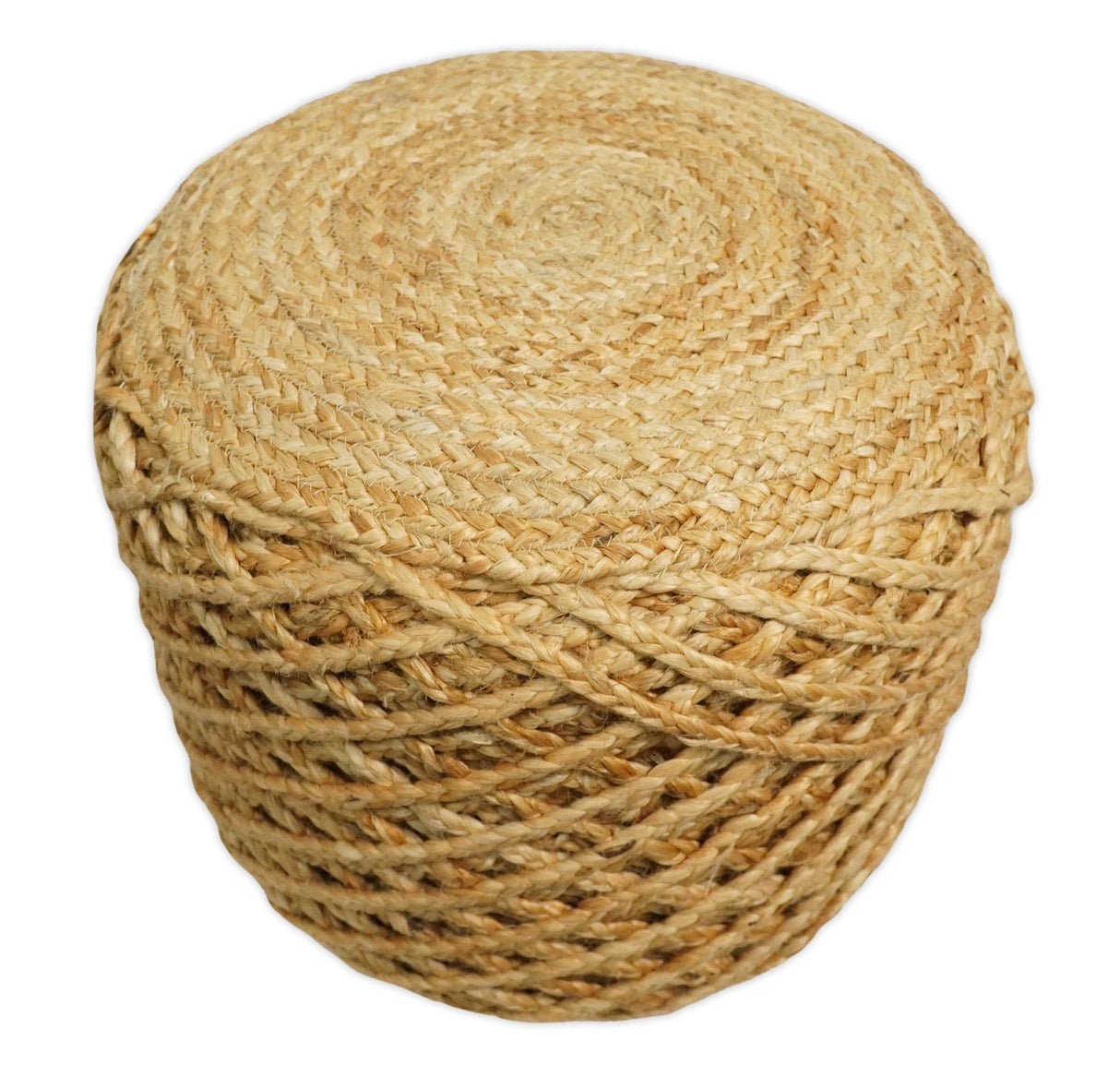 Braided Farmhouse Pouf Natural Brown Basket Weave Round , Boho ottoman Footstool, Side table, Seat , Foot Rest | JP10