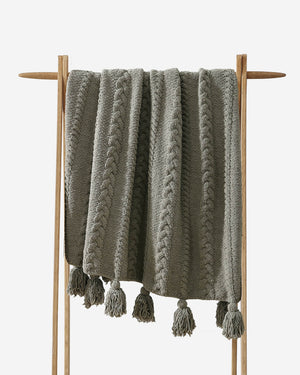 Braided Pom Pom Throw