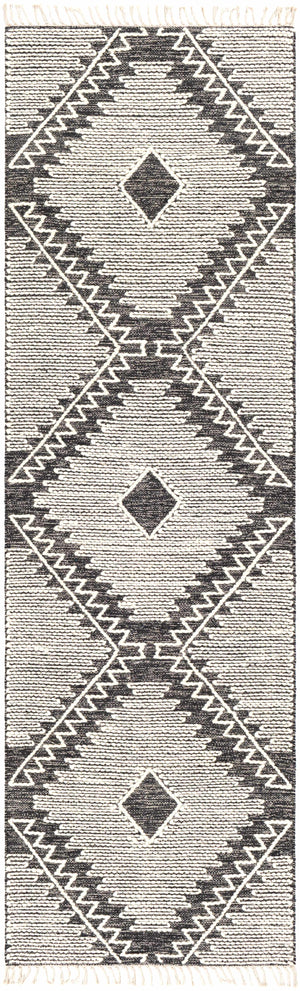Brownhills Cream&Black Trellis Cotton Area Rug