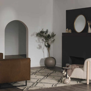 Brownhills Cream&Black Trellis Cotton Area Rug