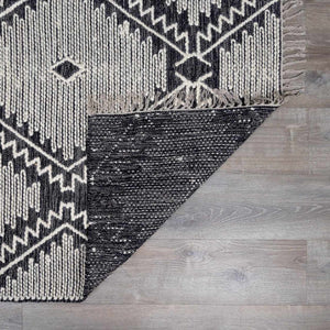 Brownhills Cream&Black Trellis Cotton Area Rug