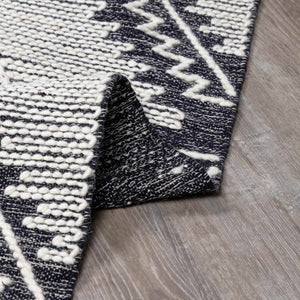 Brownhills Cream&Black Trellis Cotton Area Rug
