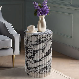 Calacatta Viola Marble Plinth Side Table Fluted Polished (W)10" (L)10" (H)16"