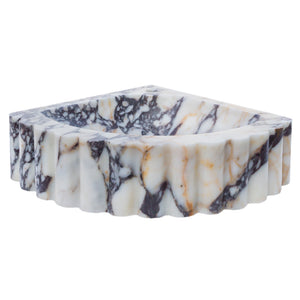 Calacatta Viola Marble Wall-mount Bathroom Corner Vanity Sink Ribbed