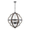 Cambon 6-Light Distressed Black and Brushed Wood Lantern Geometric Chandelier