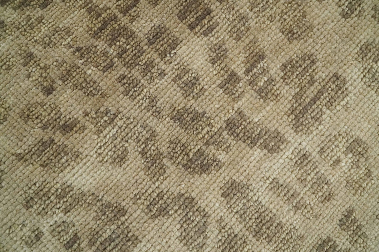 Camel and Taupe Modern leopard Design 8x10 Hand knotted wool area rug
