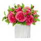 Camellia Artificial Arrangement in Marble Finished Vase