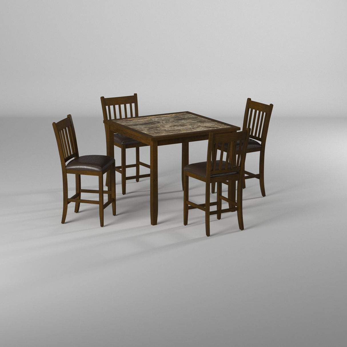 Capitola Faux Marble 5 Piece Pub Set, Espresso