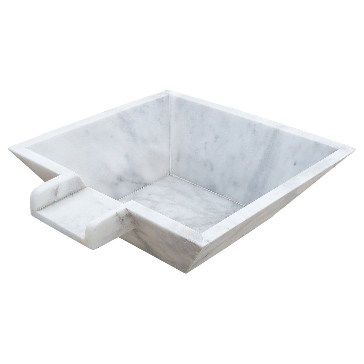 Carrara White Marble Natural Stone Pool Square Cascade Water Bowl - Belair Collection
