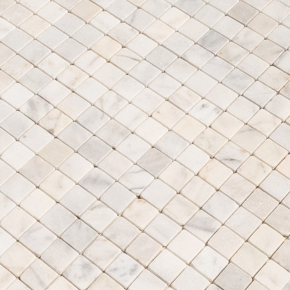 Carrara White Marble Tumbled Mosaic Floor and Wall Tile - Livfloors Collection