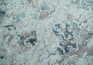 Carved 8x10 Silver, Gray and Charcoal Modern Abstract Handmade Art Silk and Wool Area Rug