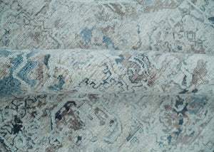 Carved 8x10 Silver, Gray and Charcoal Modern Abstract Handmade Art Silk and Wool Area Rug