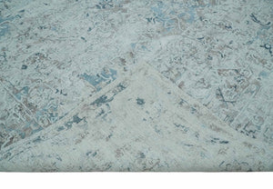 Carved 8x10 Silver, Gray and Charcoal Modern Abstract Handmade Art Silk and Wool Area Rug