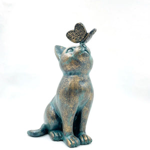 Cat and Butterfly Garden Statue