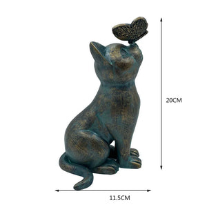 Cat and Butterfly Garden Statue