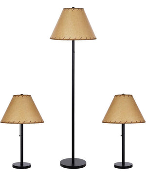 Catalina Lodge Cabin 3-Piece Floor and Table Lamp Combo Set, Rustic Bronze Metal Finish