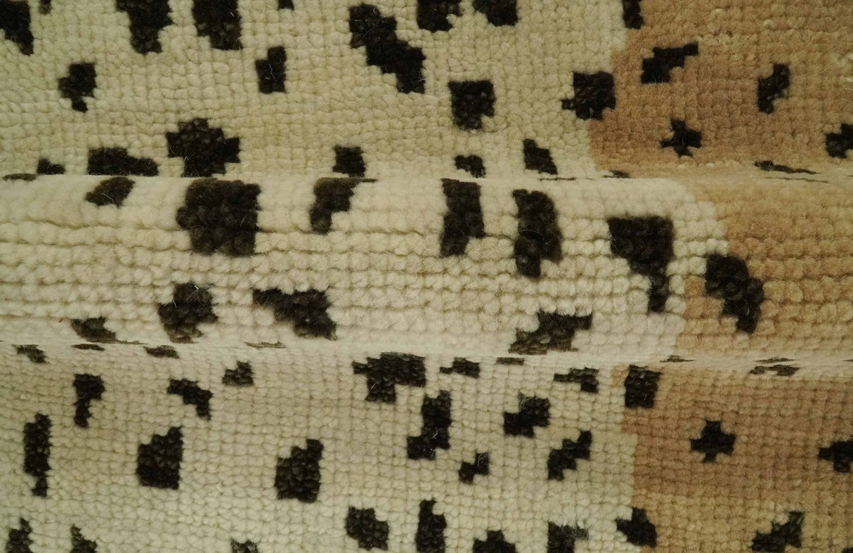 Chaia Dotted Beige, Camel and Charcoal Hand Knotted 2x3 wool area rug