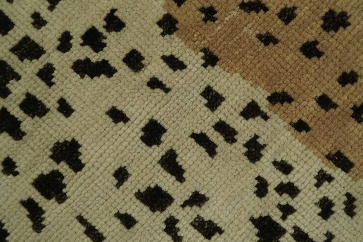 Chaia Dotted Beige, Camel and Charcoal Hand Knotted 2x3 wool area rug