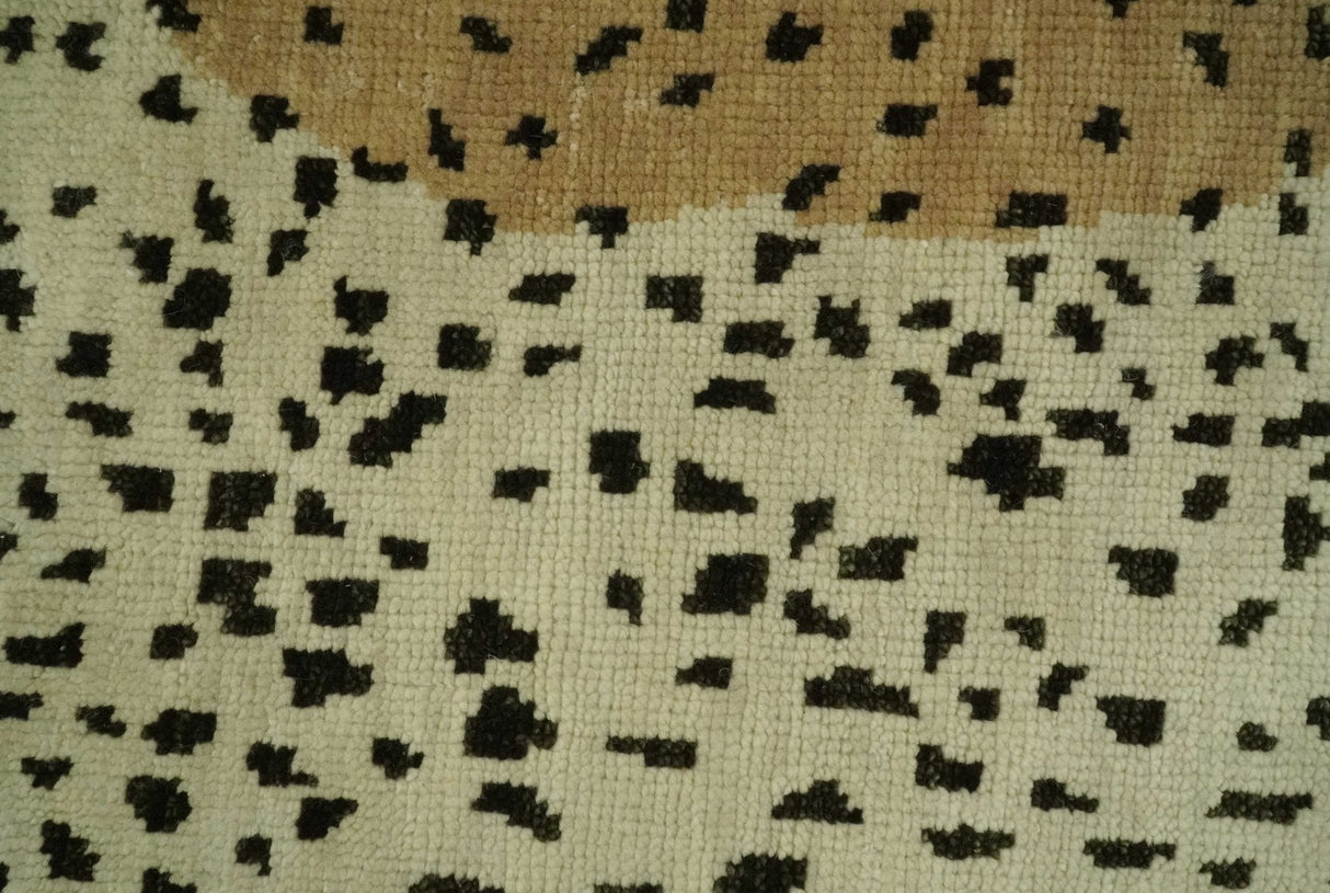 Chaia Dotted Beige, Camel and Charcoal Hand Knotted 2x3 wool area rug