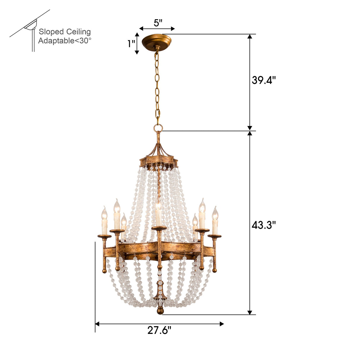 Chappell 8-Light Rustic Gold Candle Style Empire Chandelier