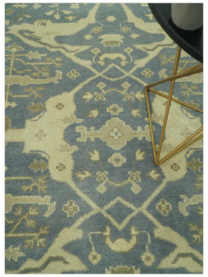 Charcoal, Beige and Olive 6x9 Hand Knotted Traditional Oriental Oushak wool rug