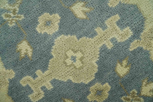Charcoal, Beige and Olive 6x9 Hand Knotted Traditional Oriental Oushak wool rug