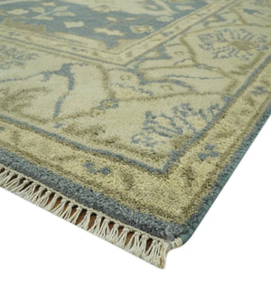 Charcoal, Beige and Olive 6x9 Hand Knotted Traditional Oriental Oushak wool rug