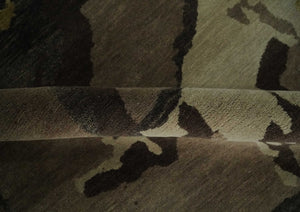 Charcoal, Brown, Beige and Olive Modern Abstract Hand loom 5x6.6 Wool And Art Silk Area Rug