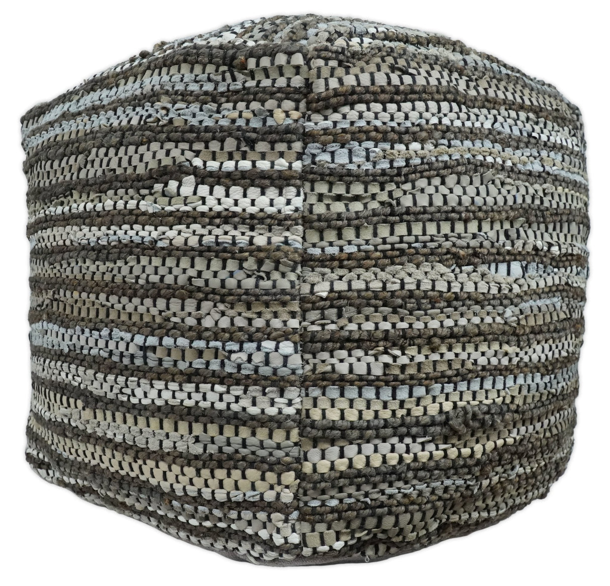 Charcoal, Silver and Ivory Square Jute Pouf Ottoman, Footstool, Side table, Seat , Foot Rest, Living Room, Bedroom, Boho Decor | TRD108